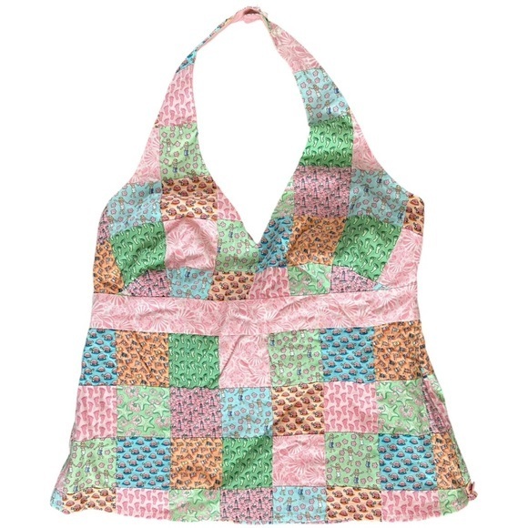 Vineyard Vines Patchwork Halter Corset Top - Size 8 - Picture 1 of 4